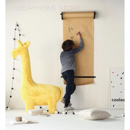 Modern Design Wall Mounted hand writing painting message kraft paper drawing board loft coffee shop menu kids drawing paper Rack