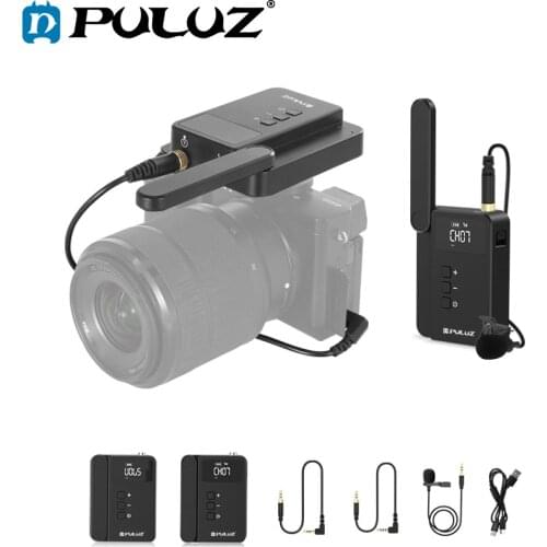 PULUZ Dual-Channel Wireless Microphone System with Transmitter and Receiver for DSLR Cameras and Video Cameras