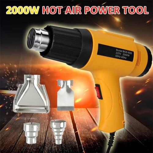 220V 2000W Electric Heat 400-650 Degree Dual Temperature Hot Air Tool with 4 Nozzles Shrink Wrap Thermal Power Tools