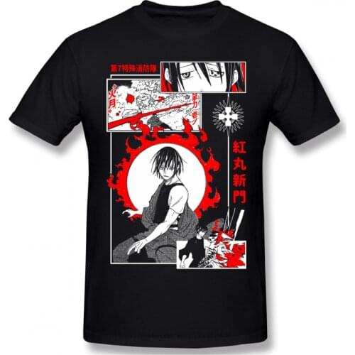 Men Fire Force Shinra Kusakabe Infernals Akitaru Obi Anime T-Shirts Funny Tops Benimaru Pure Cotton Tees Harajuku TShirt
