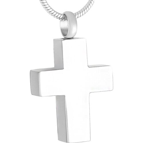 IJD9423 HIgh Polish Blank Cross Cremation Pendant ,316L Stainless Steel Memorial Urn jewelry For Men Engravable Keepsake Pendant
