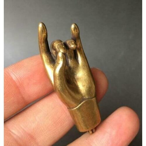 Chinese Pure Brass Solid Guanyin Buddha Hand Pendant
