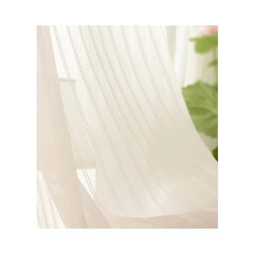 Linen stripe white solid color plain quality voile/sheer panels curtain customize bay window screening blind all-match curtains