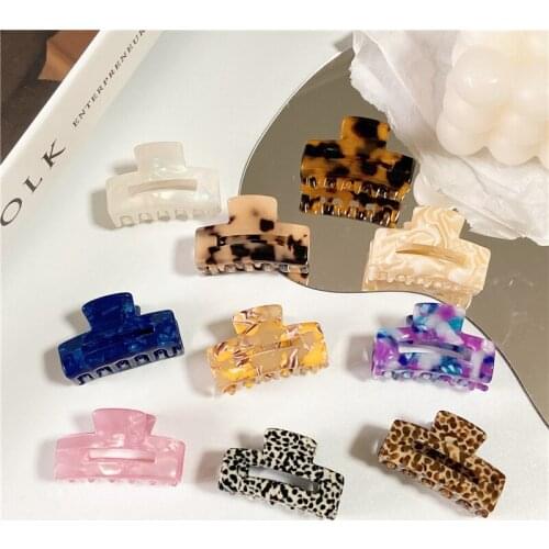 New Ins Acetate Mini Hair Claw Pastel Colorful Rectangle Geometric Clawclip Small Size Hair Clamps Grab Women Hair Accessories