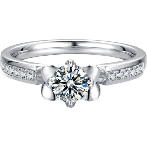 Trendy 100% 925 Sterling Silver Cut Real 0.5 Carat D Color Moissanite Wedding Rings For Women High Quality Party Fine Jewelry