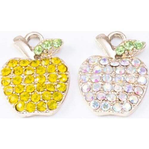 4Pcs Fashion Rhinestones Apple Charms Zinc Alloy Pretty Pendant Accessory For DIY Bracelet Necklace Jewelry Making Gifts