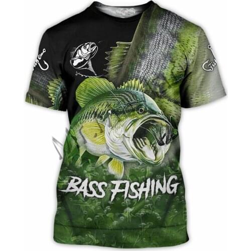 Fashion Bass Fishing Art Animal Mens Short sleeves T-shirt 3D Print Unise Casual Harajuku / T-shirts / O-Neck / T shirt / S-10