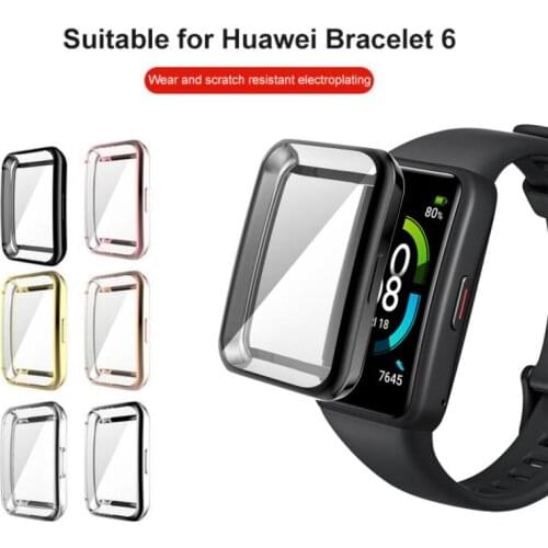 2021 Soft Full Screen Protector Case Shell Electroplating For Huawei Watch Band Protective Cover For Honor Band 6 Accessories