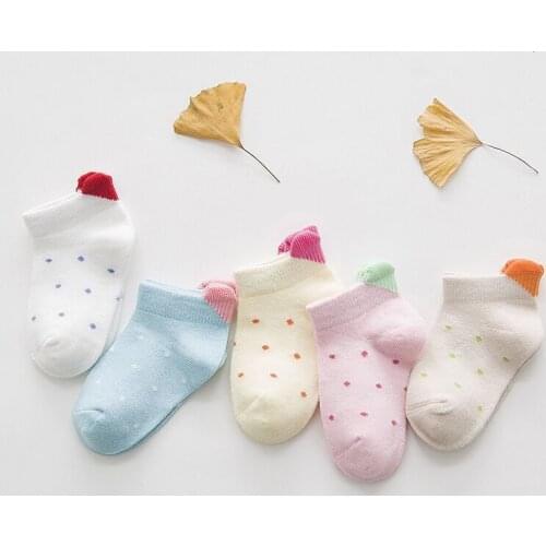 5Pairs/lot Baby Socks Cotton Summer Infant Thin Ankle Socks Cute Heart Colorful Kids Socks For Girls Boys Toddler Dots Socks