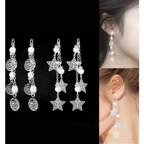 2019New 50Pcs Alloy Hollow Star or Round Tassel Pearl Rhinestones Buttons for DIY Jewelry Earrings Pendants ER189-ER190