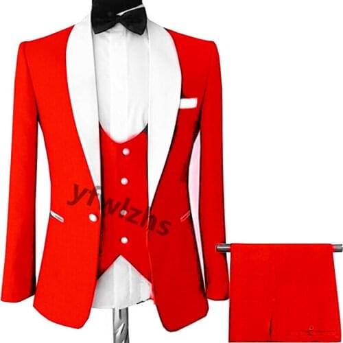 New Arrival One Button Groomsmen Shawl Lapel Groom Tuxedos Men Suits Wedding/Prom Best Blazer ( Jacket+Pants+Vest+Tie) C273