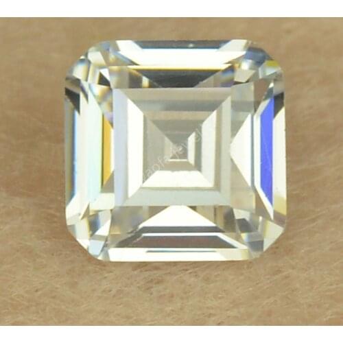 Wholesale 3*3~12*12mm 5A White CZ Stone Octagon Square Shape Step Cut Loose Synthetic Cubic Zirconia Octangle Gems For Jewelry