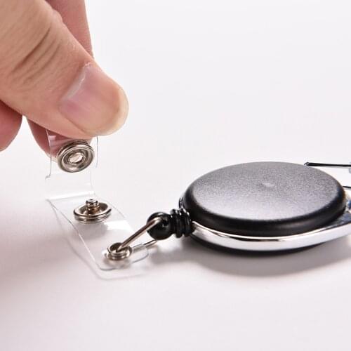 Plastic Black Pull Key Ring ID Card Badge Tag Belt Clip Chain Holder Metal Housing Covers