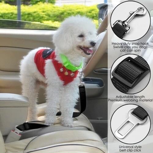 Adjustable Dog Cat Car Safety Belt Pet Seat Vehicle Seat Belt Harness Dog Lead Clip Pet Supplies Safety Lever Traction Collar