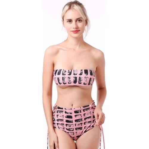 Sexy High Waist Bikini Women Swimwear Push Up Swimsuit Bandage Bathing Suit Print Biquinis Summer Beach Wear Female Monokini
