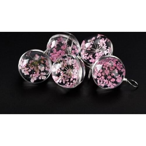 18# Iron Wire Dried Flower In Glass Bead handmade Not Ceramic For DIY Earrings Bracelet Necklace Jewelry Making Beads #IZ322