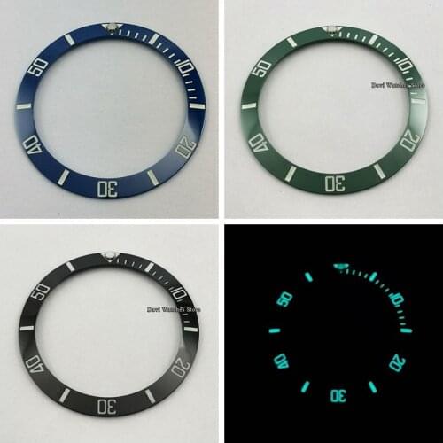 38mm Super Luminous Watch Bezel Insert Black/Blue/Green Ceramic Bezel Ring Insert Watch Parts Fits For 40mm Watches