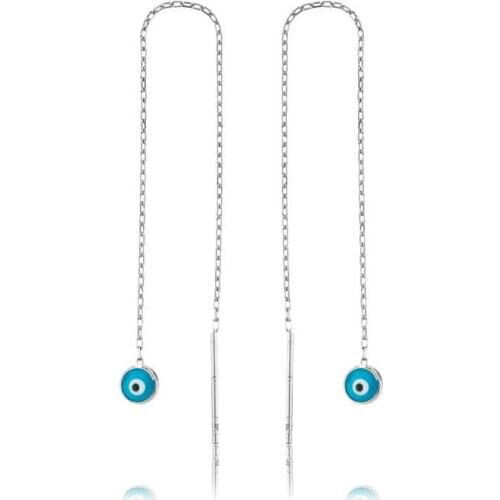 Tevuli 925 Sterling Silver Evil Eye Chain Earrings