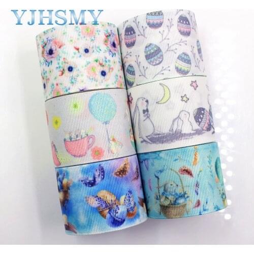 YJHSMY,I-181128-285,38mm,5yards Easter Cartoon Ribbons Thermal transfer Printed grosgrain,DIY Handmade wrapping materials