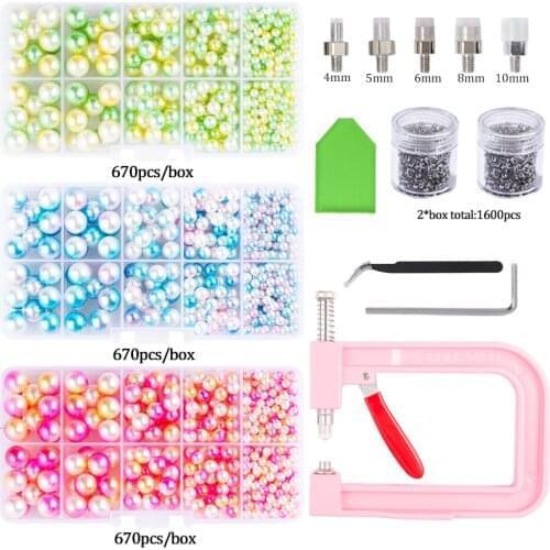 Pearl Setting Machine Top Quality DIY Crafts Supplies Riveter of Beads for Clothing Decoration 670 Pcs/box Bead Fixed Tool Set