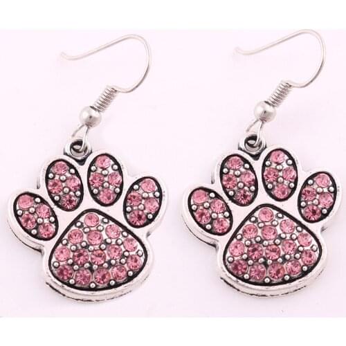 Women Earrings Cute Design Cat Footprints And Beautiful Colorful Crystals Fashion Shape Zinc Alloy Material Dropshipping