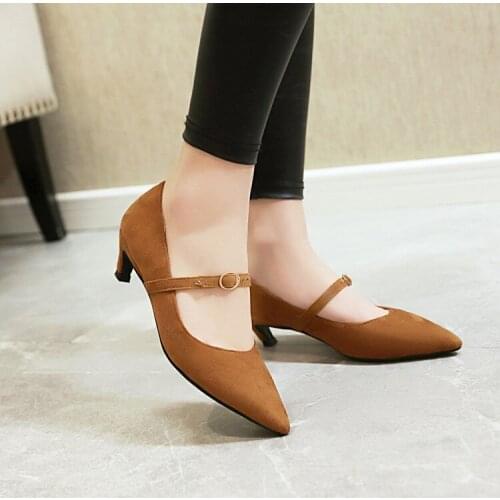 Spring 2020 new Korean version thin heel shallow mouth single shoe one word buckle high heels Mary Jane shoes womens shoes