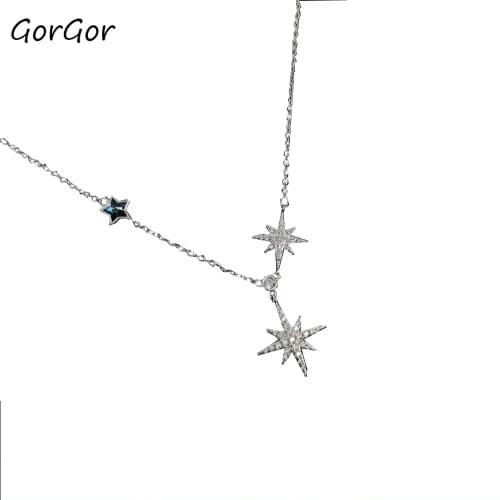 GorGor Necklace Women 925 Sterling Pattern Rice Character Pendant Clavicle Chain Individuality Exquisite Popular Jewelry XL429