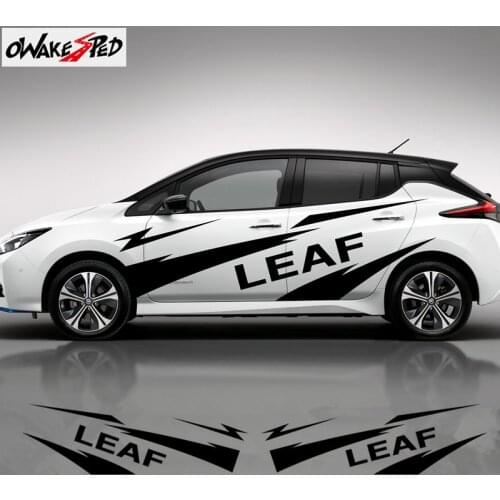 1set Racing Sport Stripes Styling Car Both Side Body Whole Sticker For Nissan Leaf Auto Door Decor Accessories Vinyl Decals