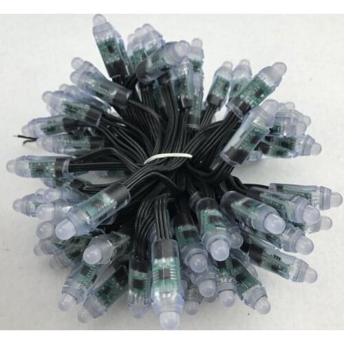 100pcs DC12V 12mm WS2811 led smart pixel node,with all black wire(20AWG),IP68 rated