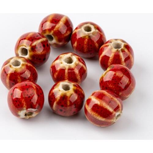 11# 20pcs Watermelon Shape Porcelain Bead For Jewelry Making oblate wholesale Specail Ceramic Beads #HY419