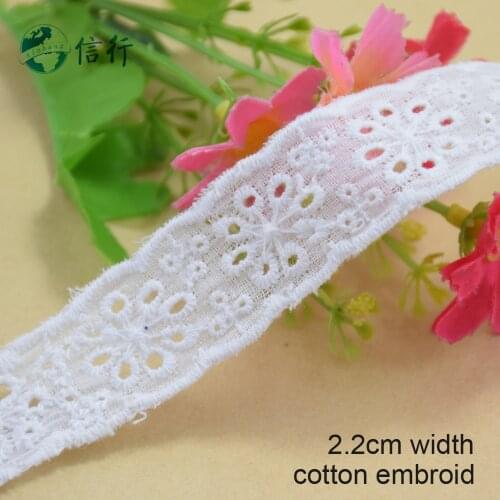 2.2cm width Cotton embroid lace sewing ribbon guipure trims or fabric warp knitting DIY Garment Accessories free shipping#3598