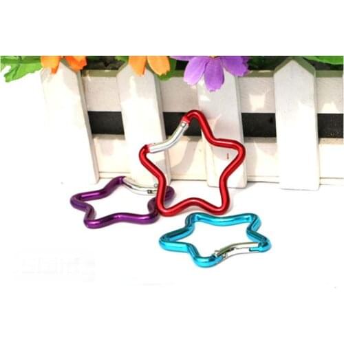 300 stks 5 cm Outdoor Ring Aluminium Ster Karabijnhaak Sleutelhanger Haak Clip Klimmen Camping Outdoor Kleur Willekeurige Leveri