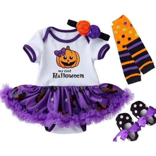 Girls Princess Costume For Bebe Baby Halloween Party Cosplay Dress Up Children Disguise Newborn Infant 4Pcs Outfits set 2021 New