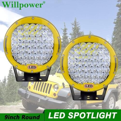4x4 Truck Bumper 9 inch LED Spotlight For Jeep JK Wrangler 4WD Yellow Headlight SUV Pickup Driving Fog Lights Flood Car Light