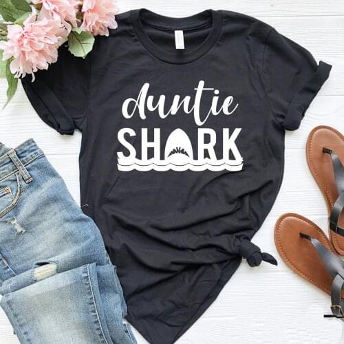 Auntie Shark Women tshirt Casual Cotton Hipster Funny t-shirt For Lady Yong Girl Top Tee Drop Ship ZY-164