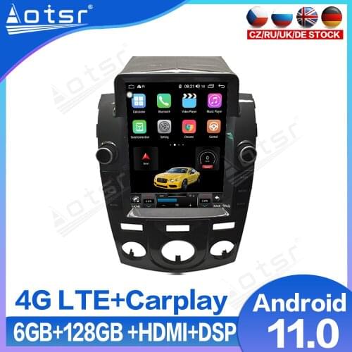 For Kia Forte Cerato 2008-2014 Car Radio GPS Navigation Android 11 Head Unit Multimedia Player Tesla Style Audio Stereo Carplay