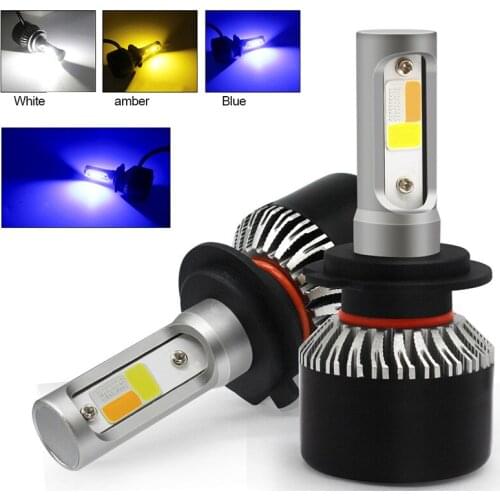 Car Led Fog Light H7 led H4 H1 H11 9005 car headlight bolbs 72W tricolor led headlamp 9006 HB4 H8 H9 H27 880 12V 3 Colors Strobe