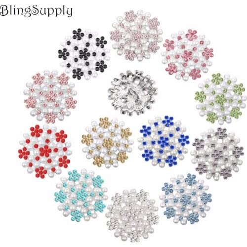 Free shipping 10PCS Christmas red/green 24mm rhinestone pearl button with shank (BTN-5389)