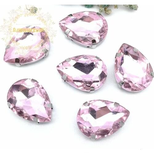 Free Shipping! pink Crystal Glass Sew-on Rhinestones with Claw DIY Dresses and Clothes13*18 10*14 7*10 18*25 20*30