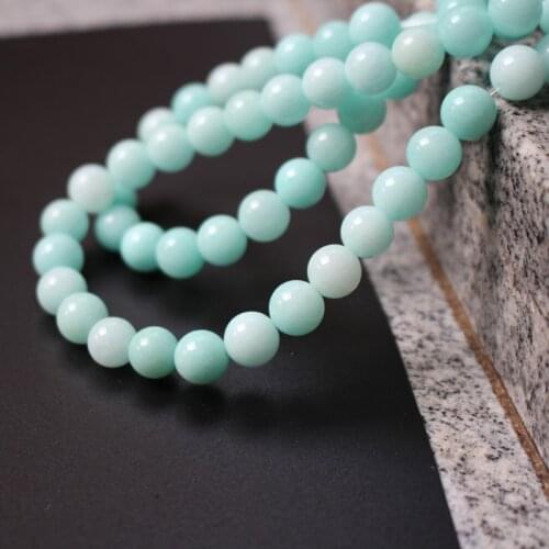 48pcs/Lot 8mm Colorated Amazonite stone beads Forest Loose beads Light Blue Color for jewelry making
