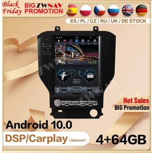 Carplay 128G Tesla Screen For Ford Mustang 2015 2016 2017 2018 2019 Android 9 Unit Car Multimedia Player GPS Audio Radio Stereo