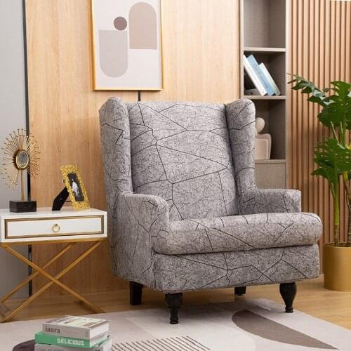 1 Set Elastic Wingback All-inclusive Armchair Cover Sloping Arm King Back Chair Cover Bench King Back Sofa Chair Covers 2021new