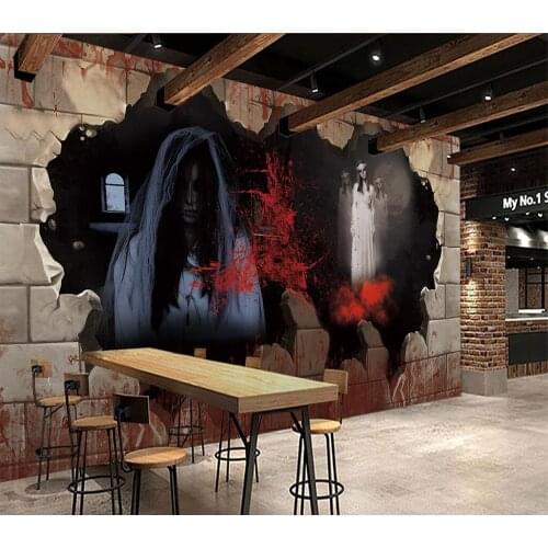 Decorative wallpaper 3D mystery haunted house theme background wall painting