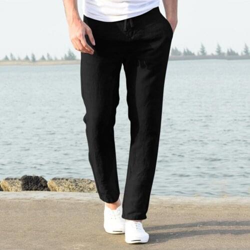 Mens Joggers Pants 2021 Solid Color Men Pants Side Pockets Soft Elastic Waist Drawstring Long Pants Streetwear