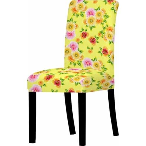 Elastic Spandex Flowers Chair Cover High Back Chair Protector Case for Resterant Wedding Home Party Dining Room Decoration