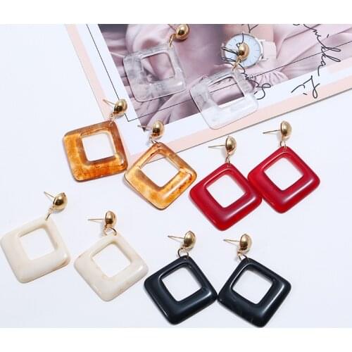 Europe and America 2019 Fashion ZA Jewelry Clear Acrylic Resin Dangle Earrings For Women Geometry Big Earrings Acetate Brincos