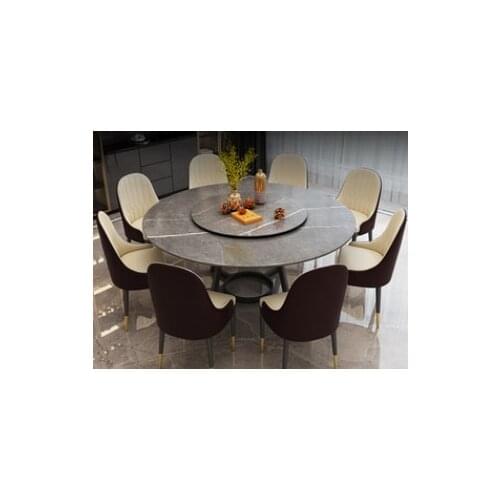 Imported rock round table with turntable, domestic Nordic marble table and chair combination