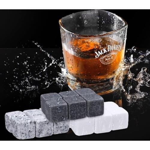 6pcs Whiskey Stones Sipping Ice Cube Cooler Reusable Whisky Stone Natural Rocks Bar Wine Party Wedding Gift