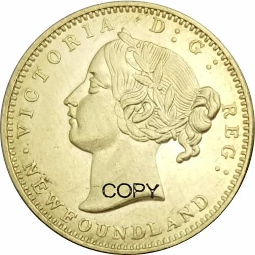 Canadian provinces Newfoundland 1870 Gold Two 2 Dollars Victoria Brass Copy Coins