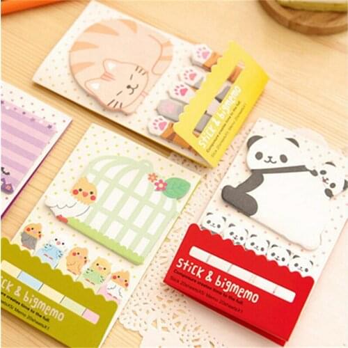 Animal Cat Panda Cute Kawaii Sticky Notes Memo Pad School Supplies Planner Stickers Paper Bookmarks Korean Stationery